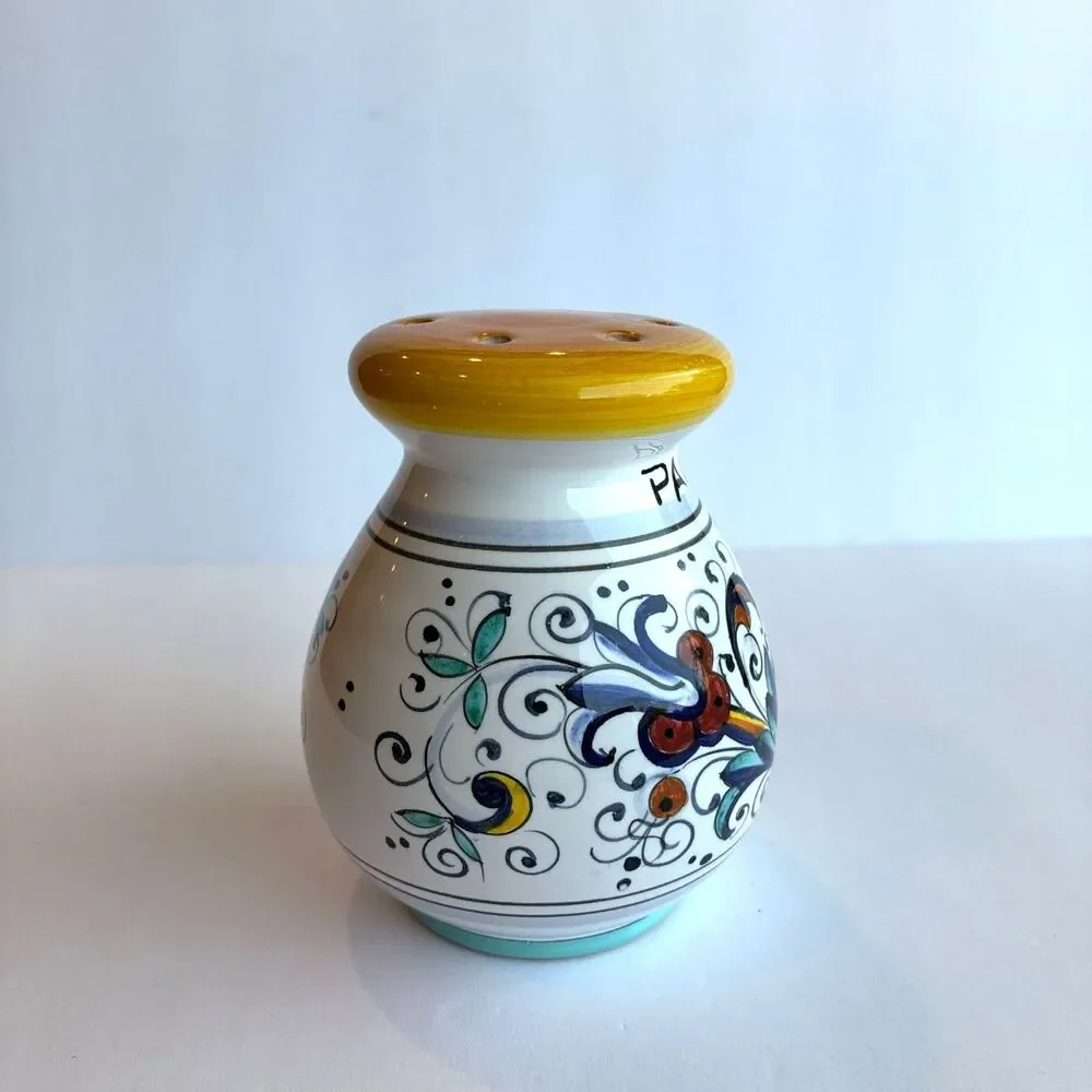 Vintage Italian Raffaellesca Ceramic Cheese Shaker, Hand Painted